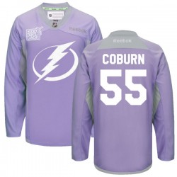 Braydon Coburn Tampa Bay Lightning Reebok Authentic Custom 2016 Hockey Fights Cancer Practice Jersey (Purple)