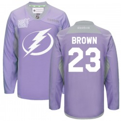 J.t. Brown Tampa Bay Lightning Reebok Premier Custom 2016 Hockey Fights Cancer Practice Jersey (Purple)