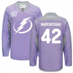 Jonathan Marchessault Tampa Bay Lightning Reebok Premier Custom 2016 Hockey Fights Cancer Practice Jersey (Purple)