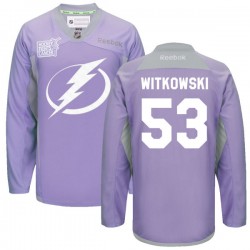Luke Witkowski Tampa Bay Lightning Reebok Premier Custom 2016 Hockey Fights Cancer Practice Jersey (Purple)