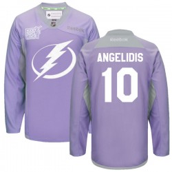 Mike Angelidis Tampa Bay Lightning Reebok Premier Custom 2016 Hockey Fights Cancer Practice Jersey (Purple)