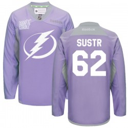 Andrej Sustr Tampa Bay Lightning Reebok Premier Custom 2016 Hockey Fights Cancer Practice Jersey (Purple)