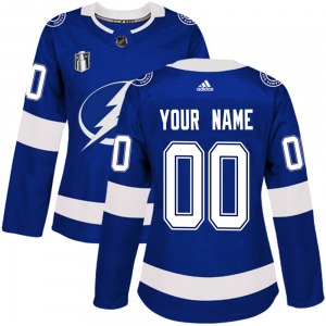 Custom Tampa Bay Lightning Adidas Women's Authentic Custom Home 2022 Stanley Cup Final Jersey (Blue)