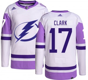 Wendel Clark Tampa Bay Lightning Adidas Authentic Hockey Fights Cancer Jersey