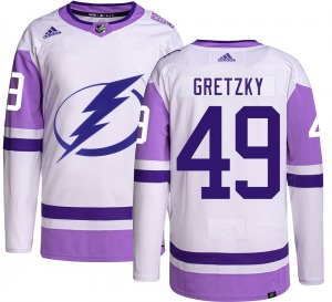 Brent Gretzky Tampa Bay Lightning Adidas Authentic Hockey Fights Cancer Jersey