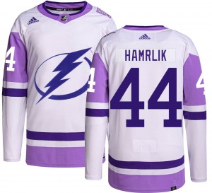 Roman Hamrlik Tampa Bay Lightning Adidas Authentic Hockey Fights Cancer Jersey