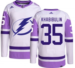 Nikolai Khabibulin Tampa Bay Lightning Adidas Authentic Hockey Fights Cancer Jersey