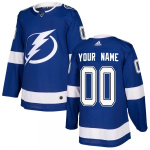 Custom Tampa Bay Lightning Adidas Authentic Custom Home Jersey (Blue)