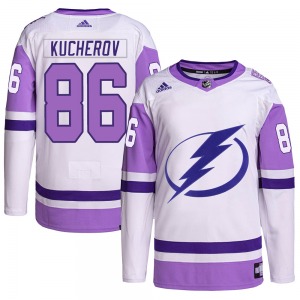 Nikita Kucherov Tampa Bay Lightning Adidas Youth Authentic Hockey Fights Cancer Primegreen Jersey (White/Purple)