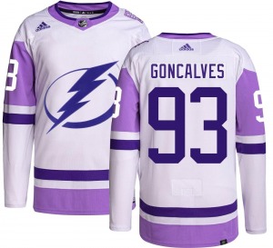 Gage Goncalves Tampa Bay Lightning Adidas Youth Authentic Hockey Fights Cancer Jersey