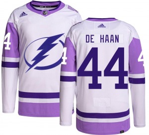 Calvin de Haan Tampa Bay Lightning Adidas Youth Authentic Hockey Fights Cancer Jersey