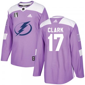 Wendel Clark Tampa Bay Lightning Adidas Youth Authentic Fights Cancer Practice 2022 Stanley Cup Final Jersey (Purple)
