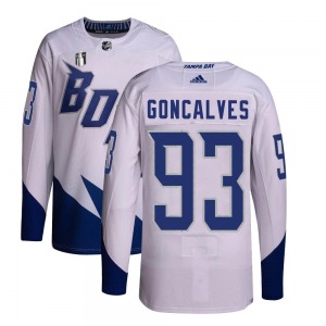 Gage Goncalves Tampa Bay Lightning Adidas Youth Authentic 2022 Stadium Series Primegreen 2022 Stanley Cup Final Jersey (White)