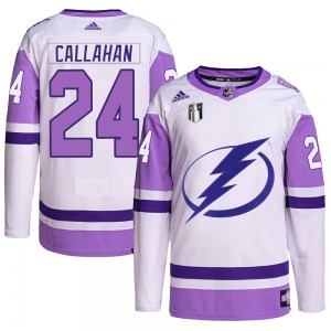 Ryan Callahan Tampa Bay Lightning Adidas Authentic Hockey Fights Cancer Primegreen 2022 Stanley Cup Final Jersey (White/Purple)