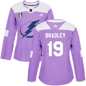 Brian Bradley Tampa Bay Lightning Adidas Women's Authentic Fights Cancer Practice 2022 Stanley Cup Final Jersey (Purple)