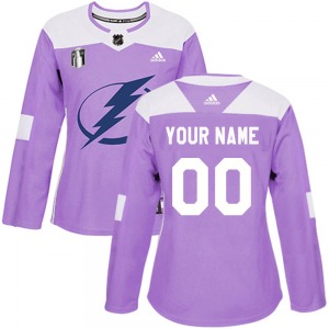 Custom Tampa Bay Lightning Adidas Women's Authentic Custom Fights Cancer Practice 2022 Stanley Cup Final Jersey (Purple)