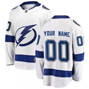 Custom Tampa Bay Lightning Fanatics Branded Youth Breakaway Custom Away Jersey (White)