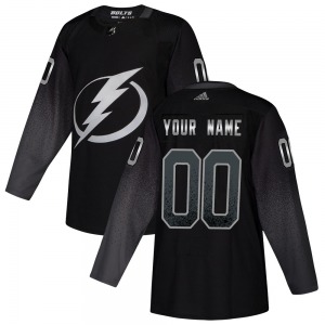 Custom Tampa Bay Lightning Adidas Authentic Custom Alternate Jersey (Black)