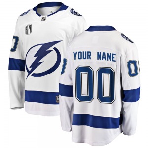 Custom Tampa Bay Lightning Fanatics Branded Breakaway Custom Away 2022 Stanley Cup Final Jersey (White)