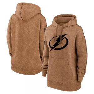 Tampa Bay Lightning Women's 2023 Salute to Service Pullover Hoodie (Brown)