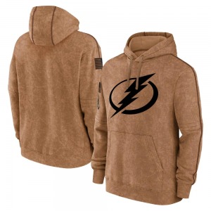 Tampa Bay Lightning 2023 Salute to Service Club Pullover Hoodie (Brown)