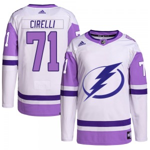 Anthony Cirelli Tampa Bay Lightning Adidas Authentic Hockey Fights Cancer Primegreen Jersey (White/Purple)