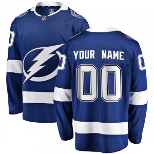 Custom Tampa Bay Lightning Fanatics Branded Youth Breakaway Custom Home Jersey (Blue)
